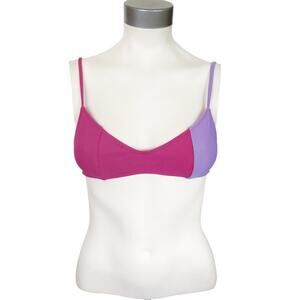 ARAKS Elsa two tone colorblock swim triangle vneck bikini top fuchsia pansy Sz S